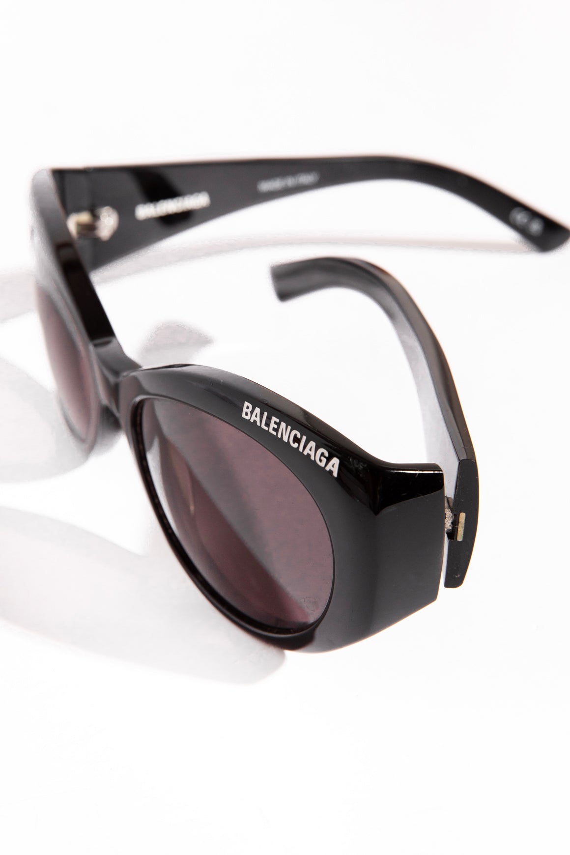 BALENCIAGA Black Oval Frame Sunglasses