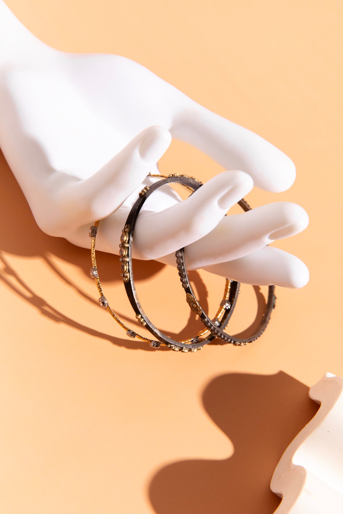 ARMENTA Silver & Gold Thin Bangle Set Of 3