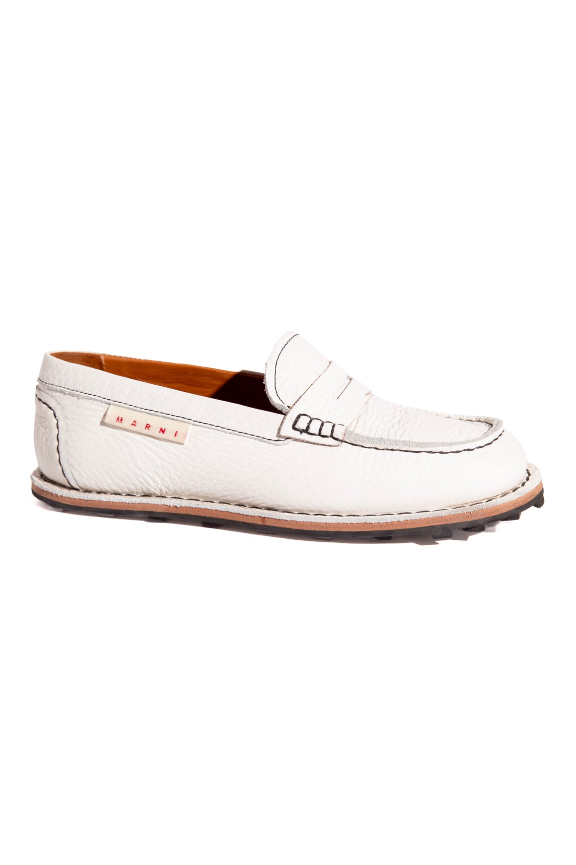 MARNI White Leather Loafers (Sz. 37.5)