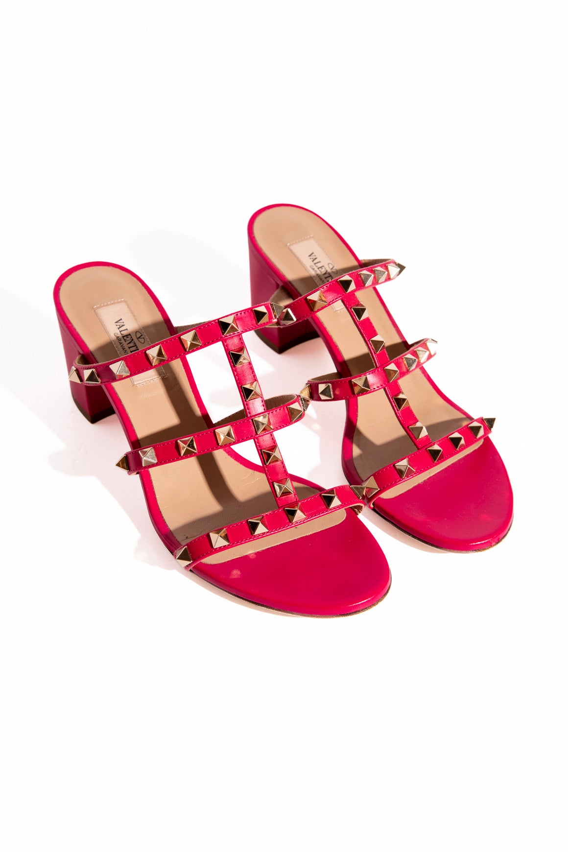 VALENTINO Magenta Rockstud Block Heels (Sz. 38)