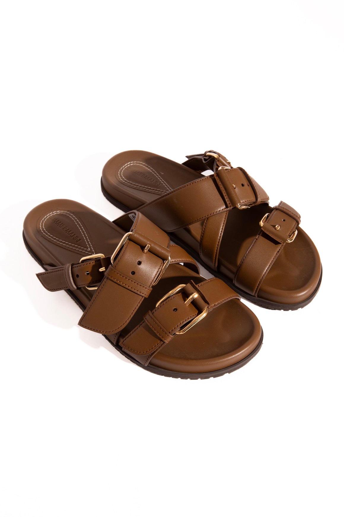 ZIMMERMANN Olive Multi-Buckle Leather Slides (Sz. 37)