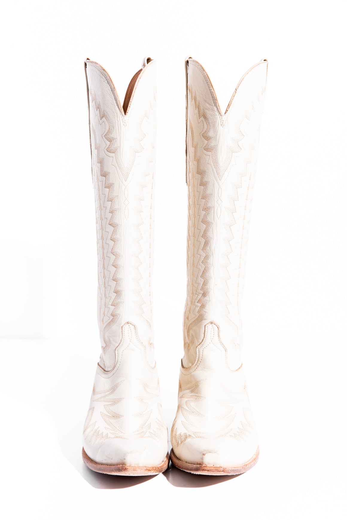 LUCCHESE Cream Priscilla Knee High Boots (10.5)