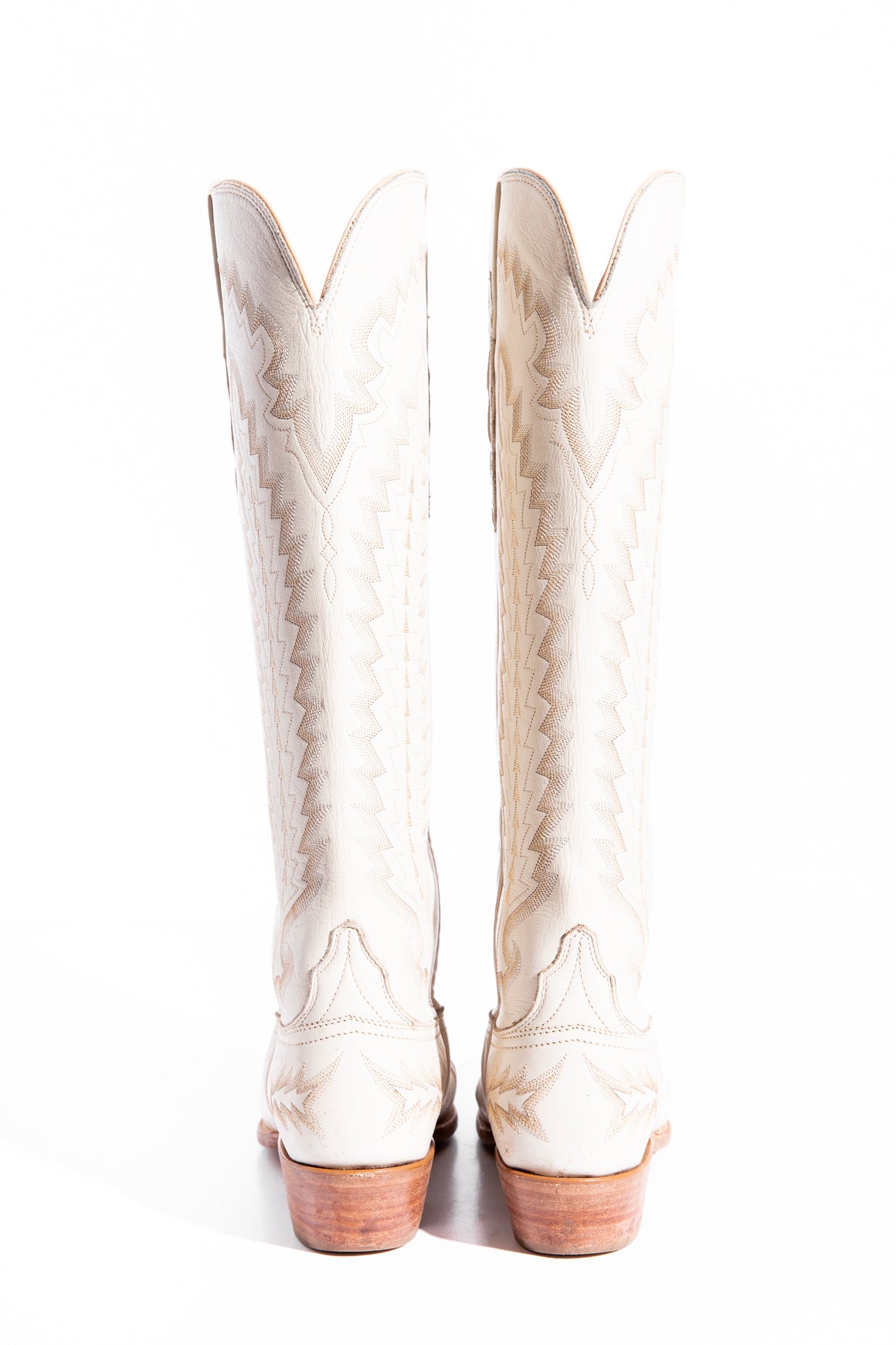 LUCCHESE Cream Priscilla Knee High Boots (10.5)