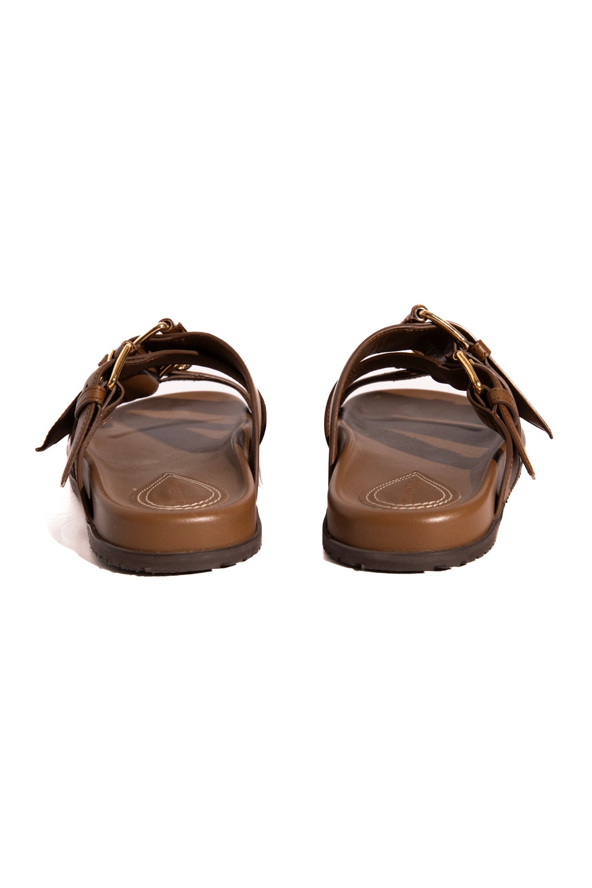 ZIMMERMANN Olive Multi-Buckle Leather Slides (Sz. 37)
