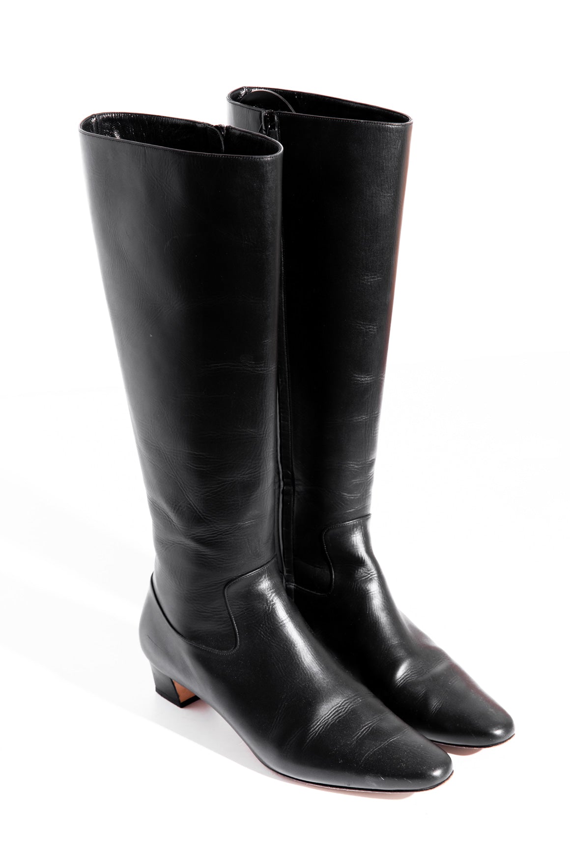 MANOLO BLAHNIK Black Knee High Leather Boots (Sz.38)
