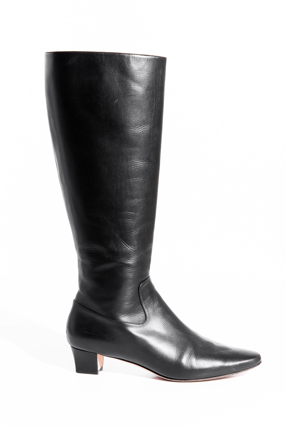 MANOLO BLAHNIK Black Knee High Leather Boots (Sz.38)