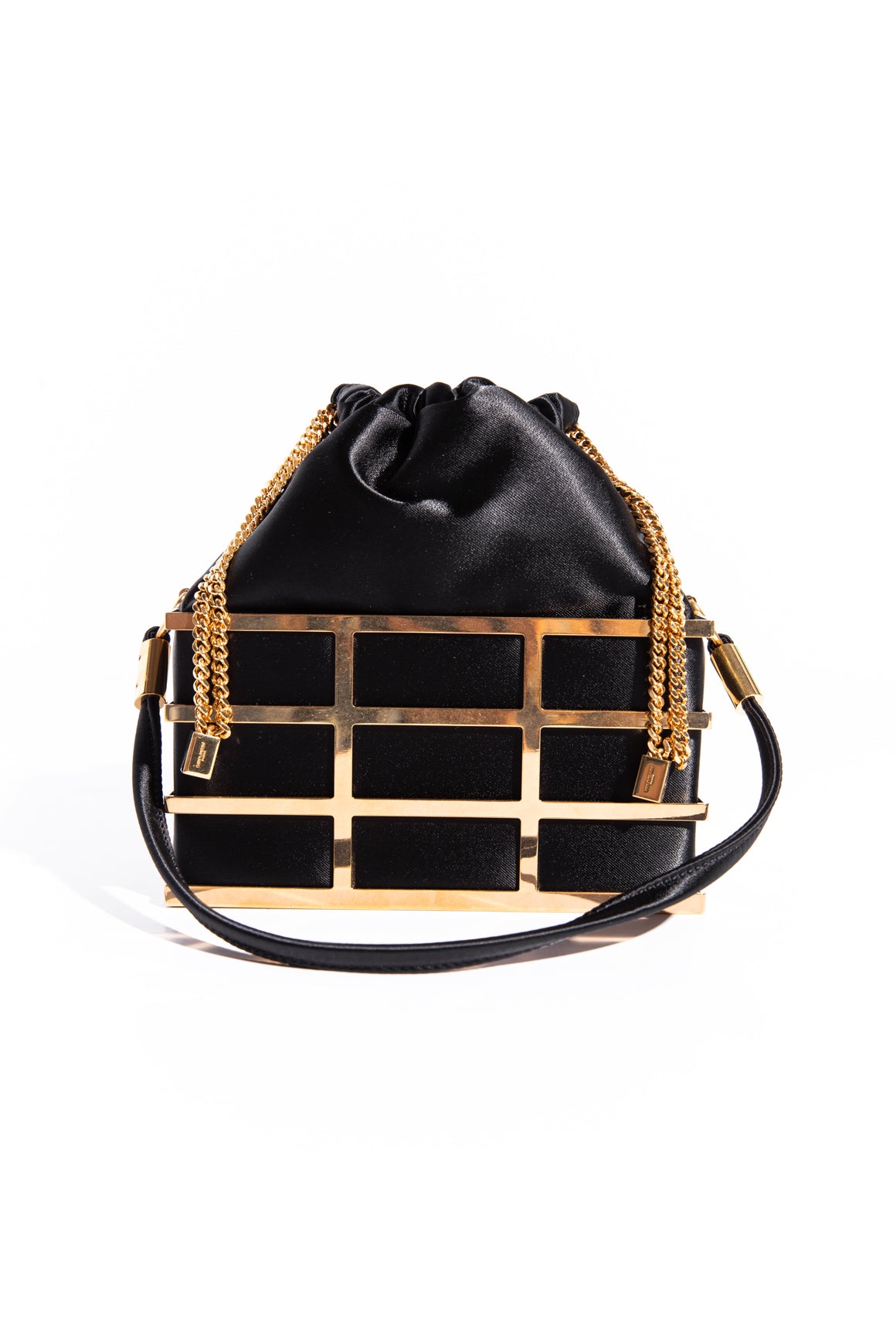 SAINT LAURENT Black Cage Minaudiere Bag