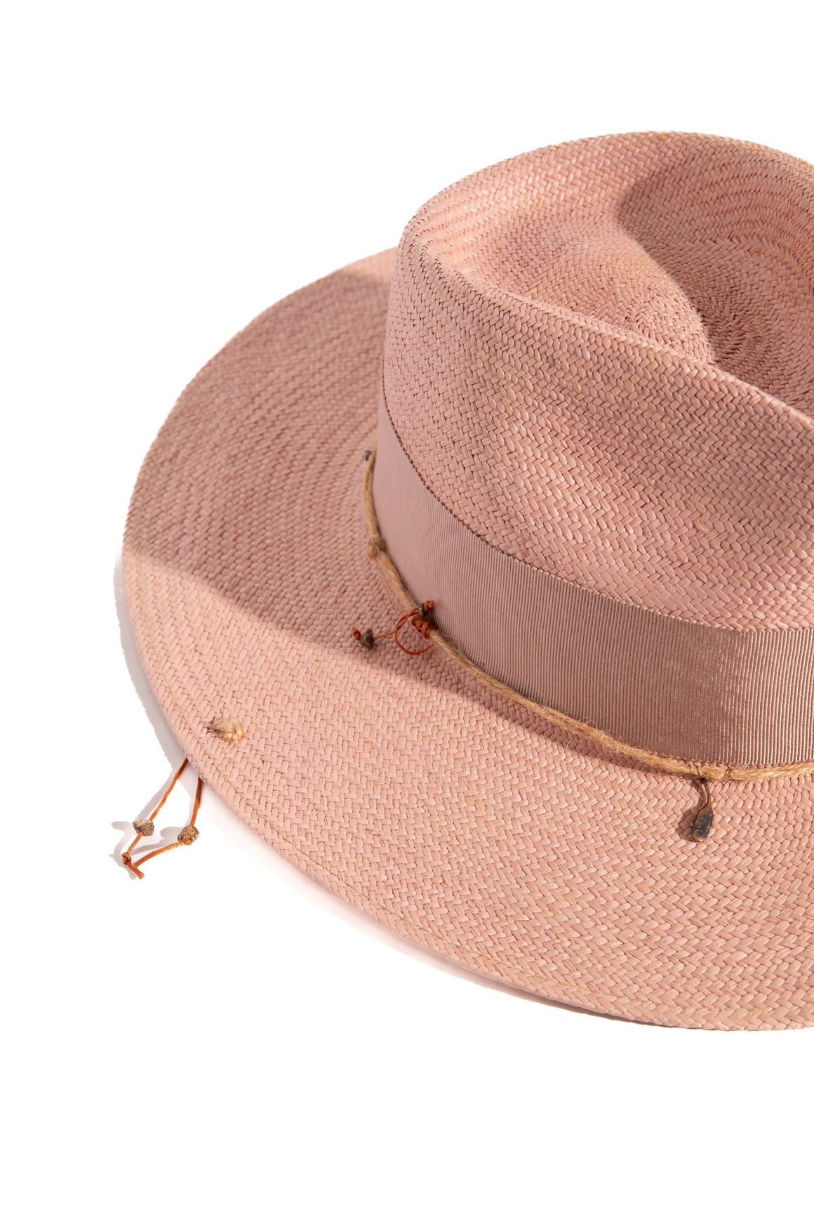 NICK FOUQUET Pink Straw Wide Brim Hat