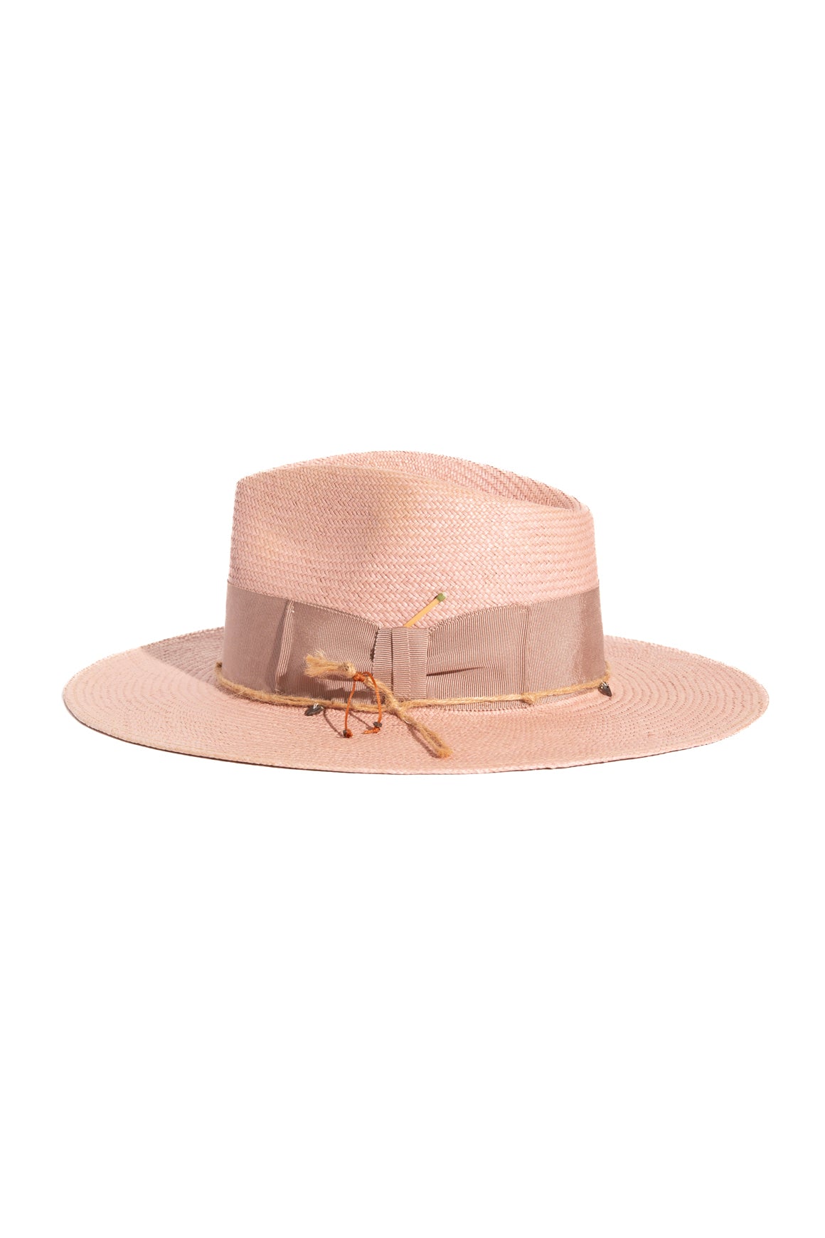 NICK FOUQUET Pink Straw Wide Brim Hat