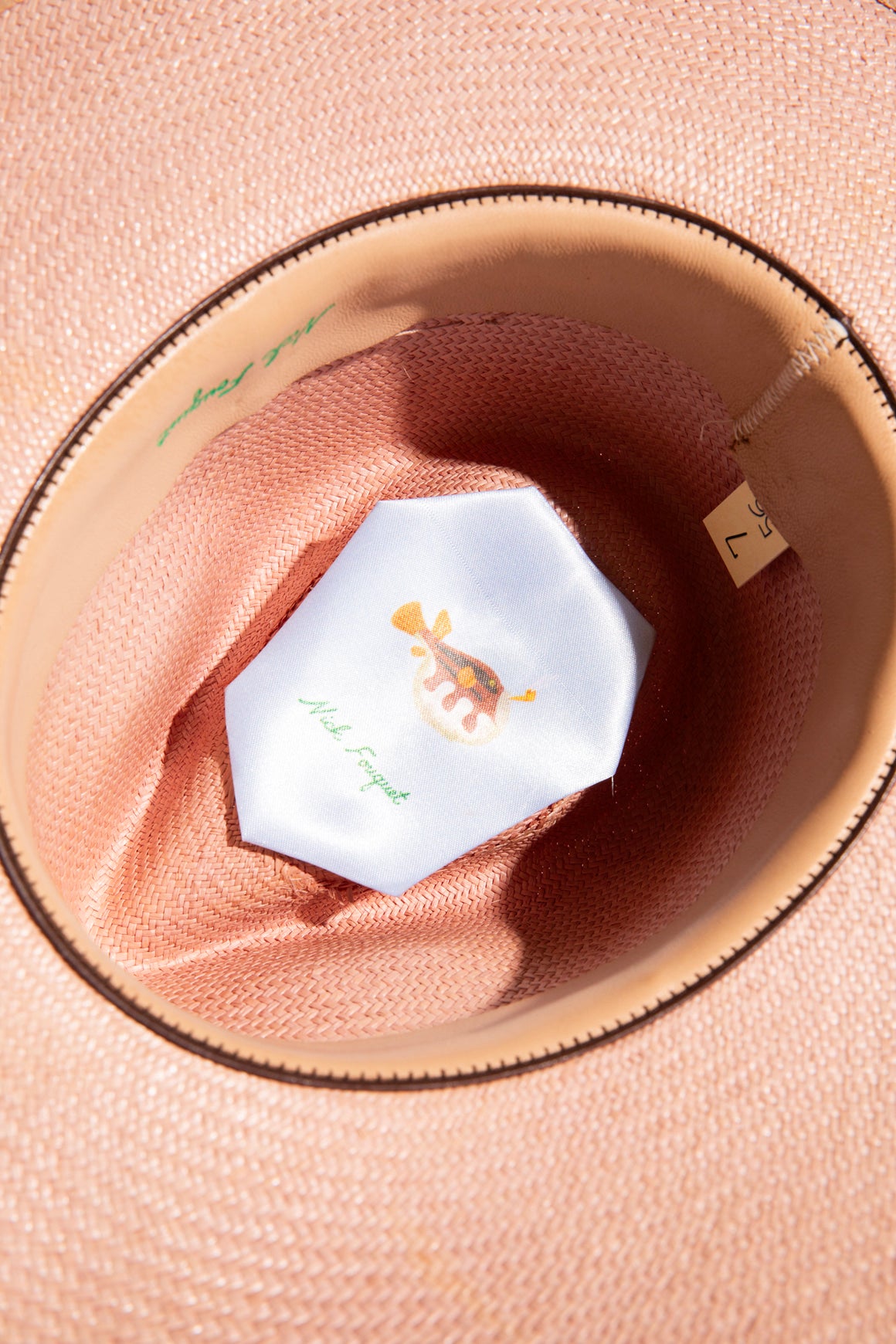 NICK FOUQUET Pink Straw Wide Brim Hat