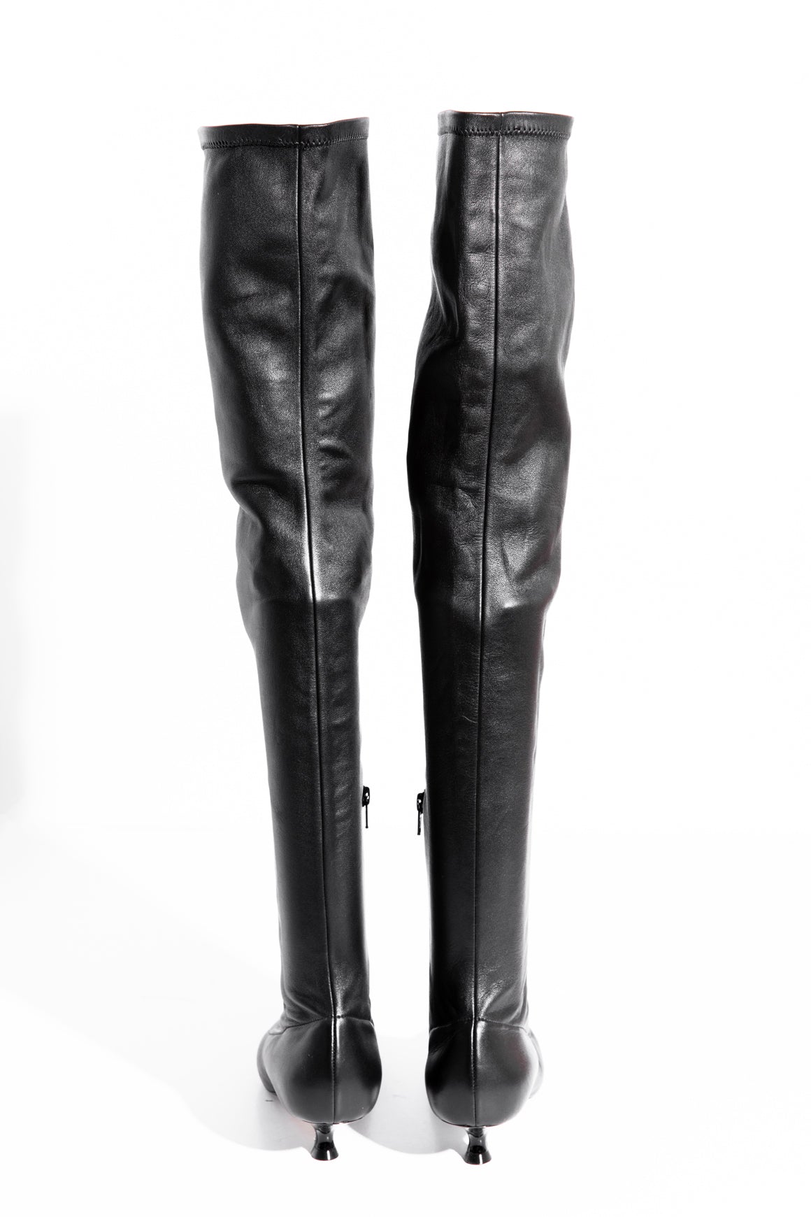 KHAITE Black Calfskin Over-The-Knee High Sock Boots (Sz. 38)