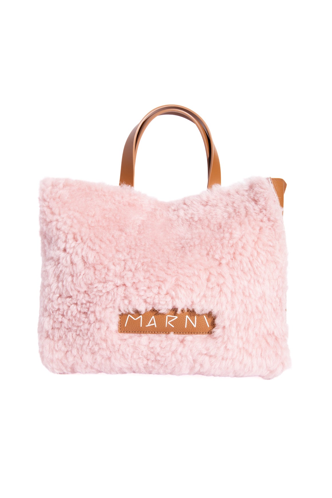 MARNI Pink Shearling & Leather Tote