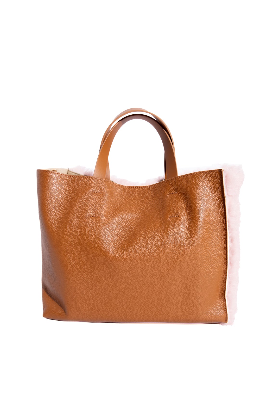 MARNI Pink Shearling & Leather Tote