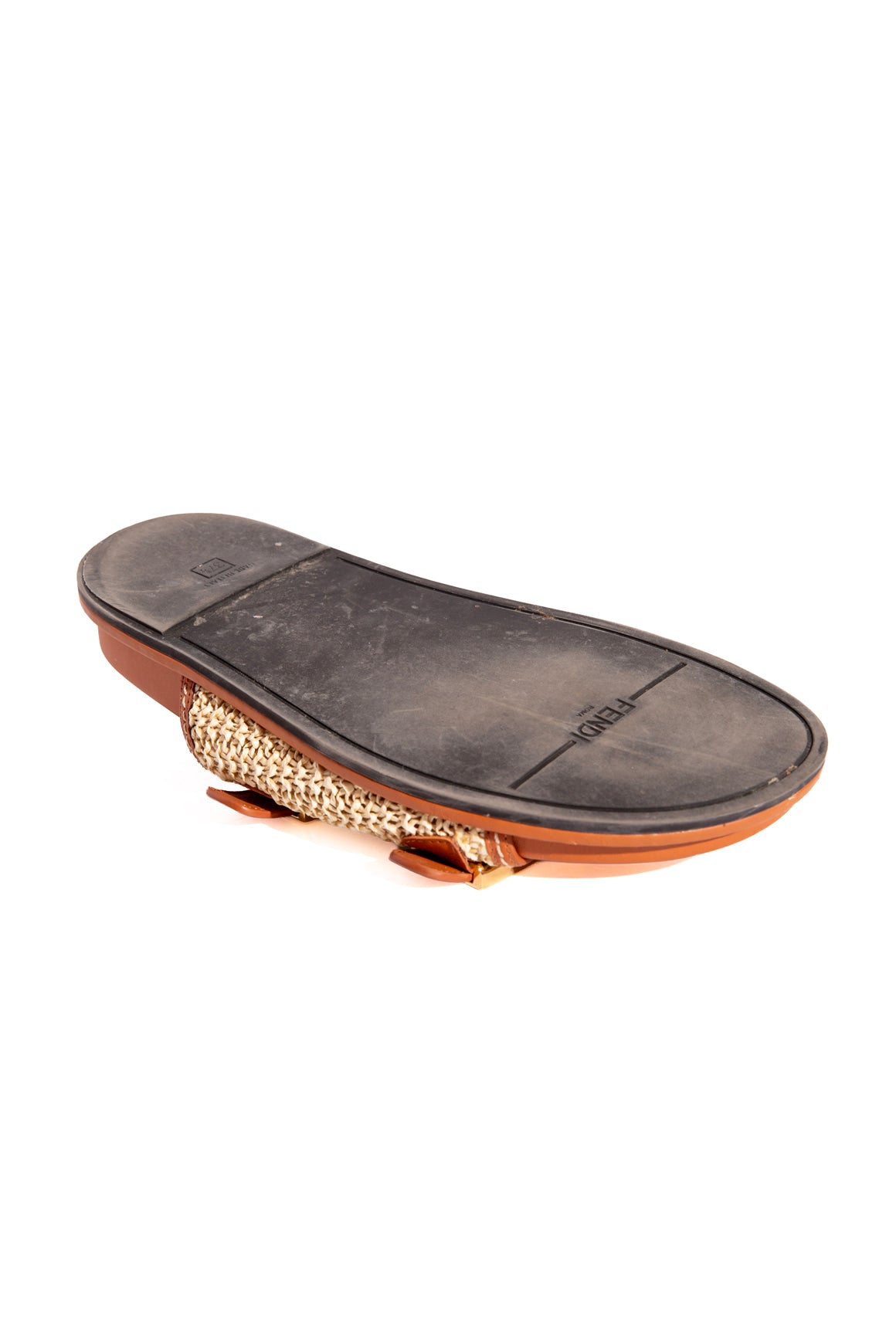FENDI Tan Leather & Raffia Sandals (Sz. 37.5)