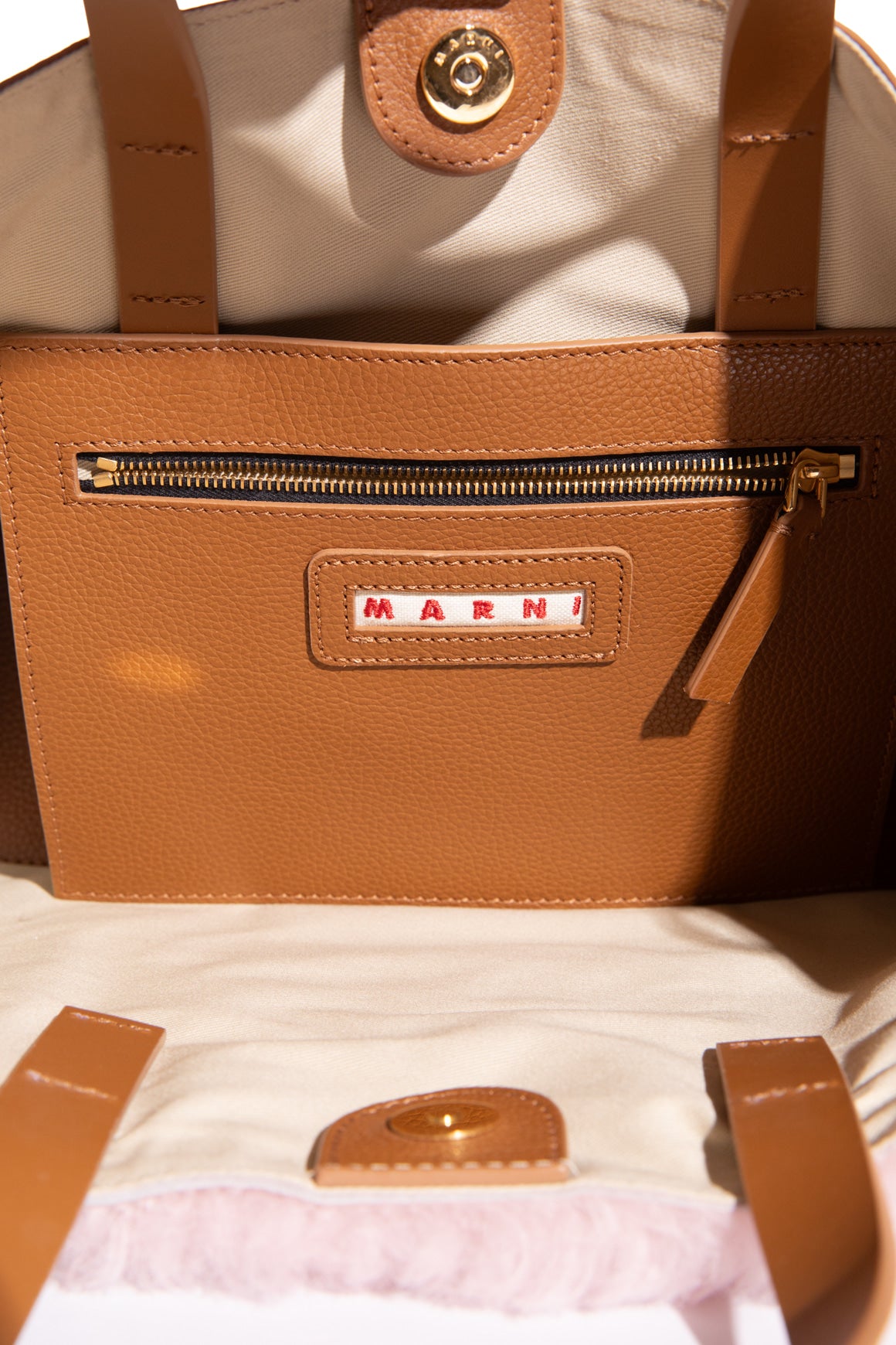 MARNI Pink Shearling & Leather Tote