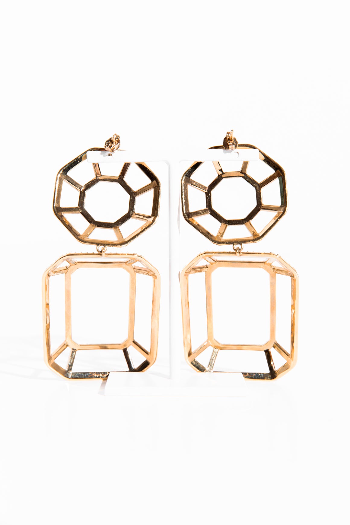 SCHIAPARELLI Gold & Rhinestone Statement Earrings