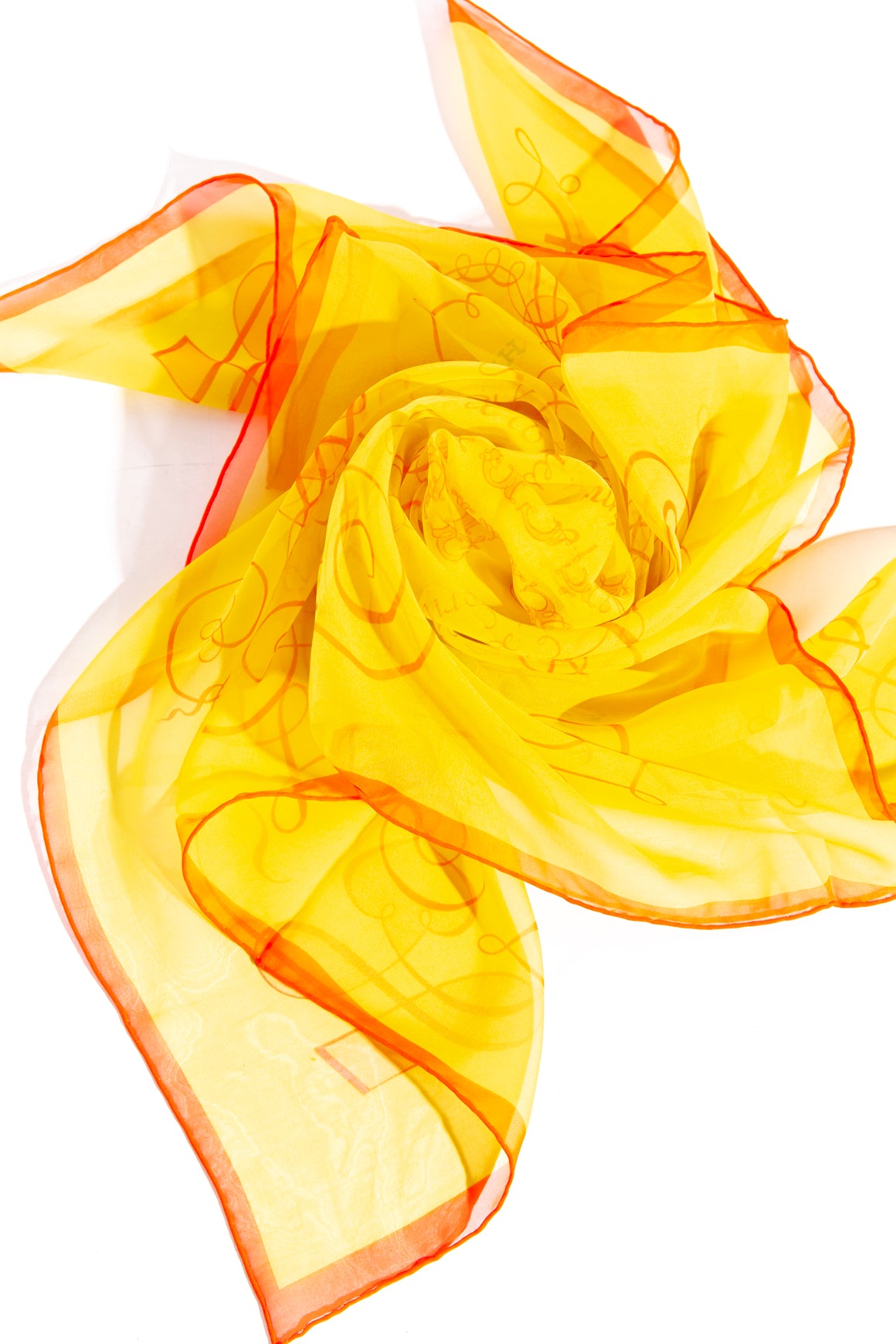 HERMES Yellow & Red Sheer Silk Square Scarf