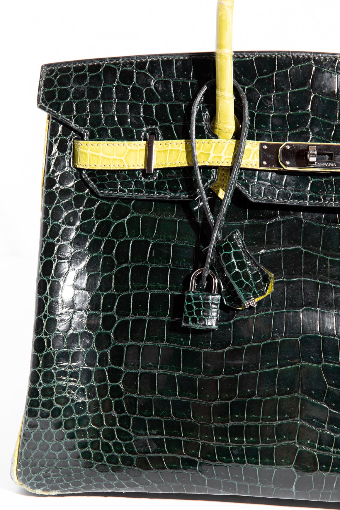HERMES Birkin 35 In Shiny Porosus Crocodile