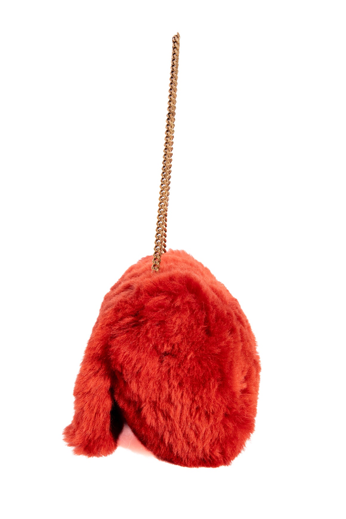 SAINT LAURENT Red Lamb Fur Kate Reversible Chain Bag -Small