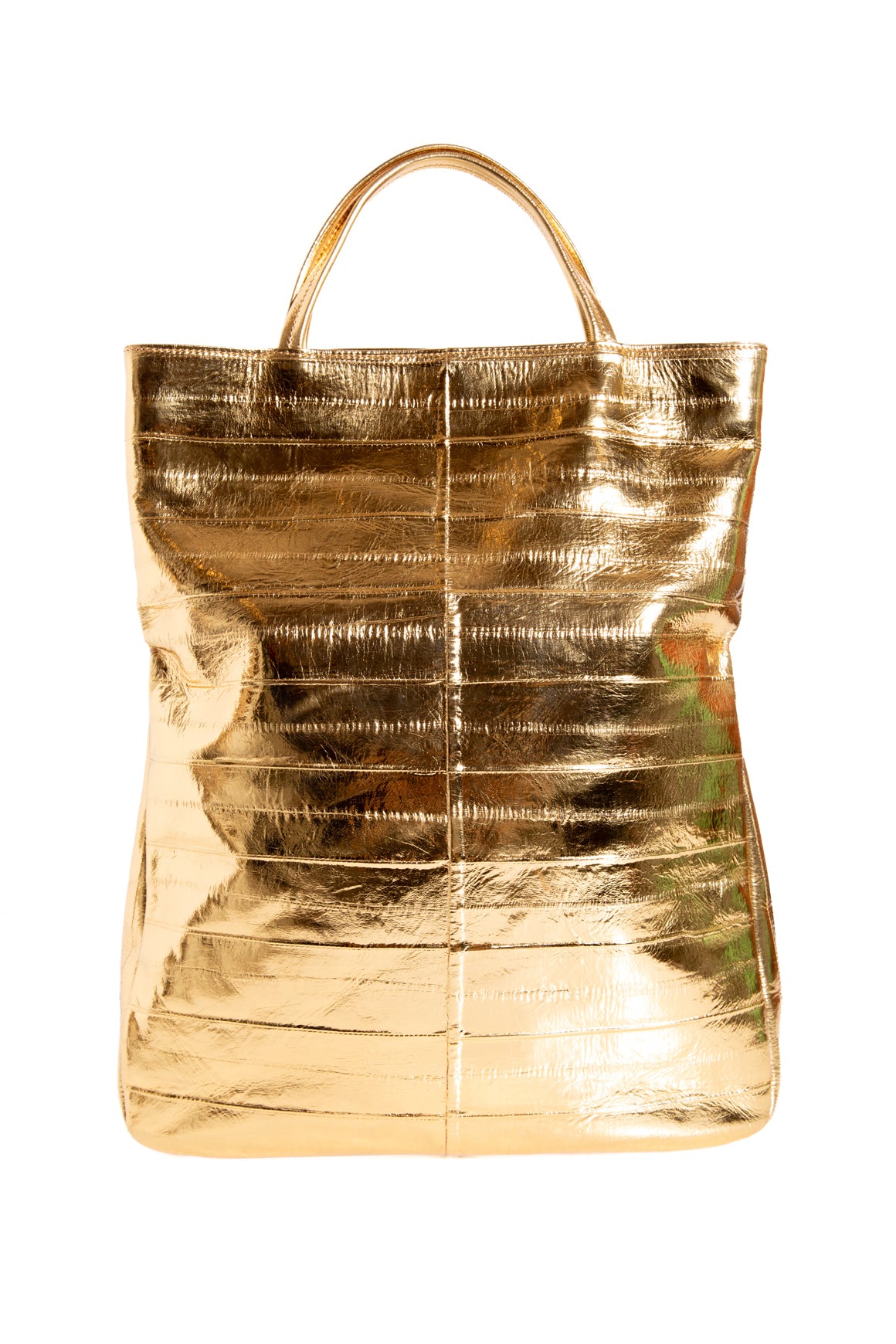 THE ROW Gold Metallic Eel Everett Foldover Tote