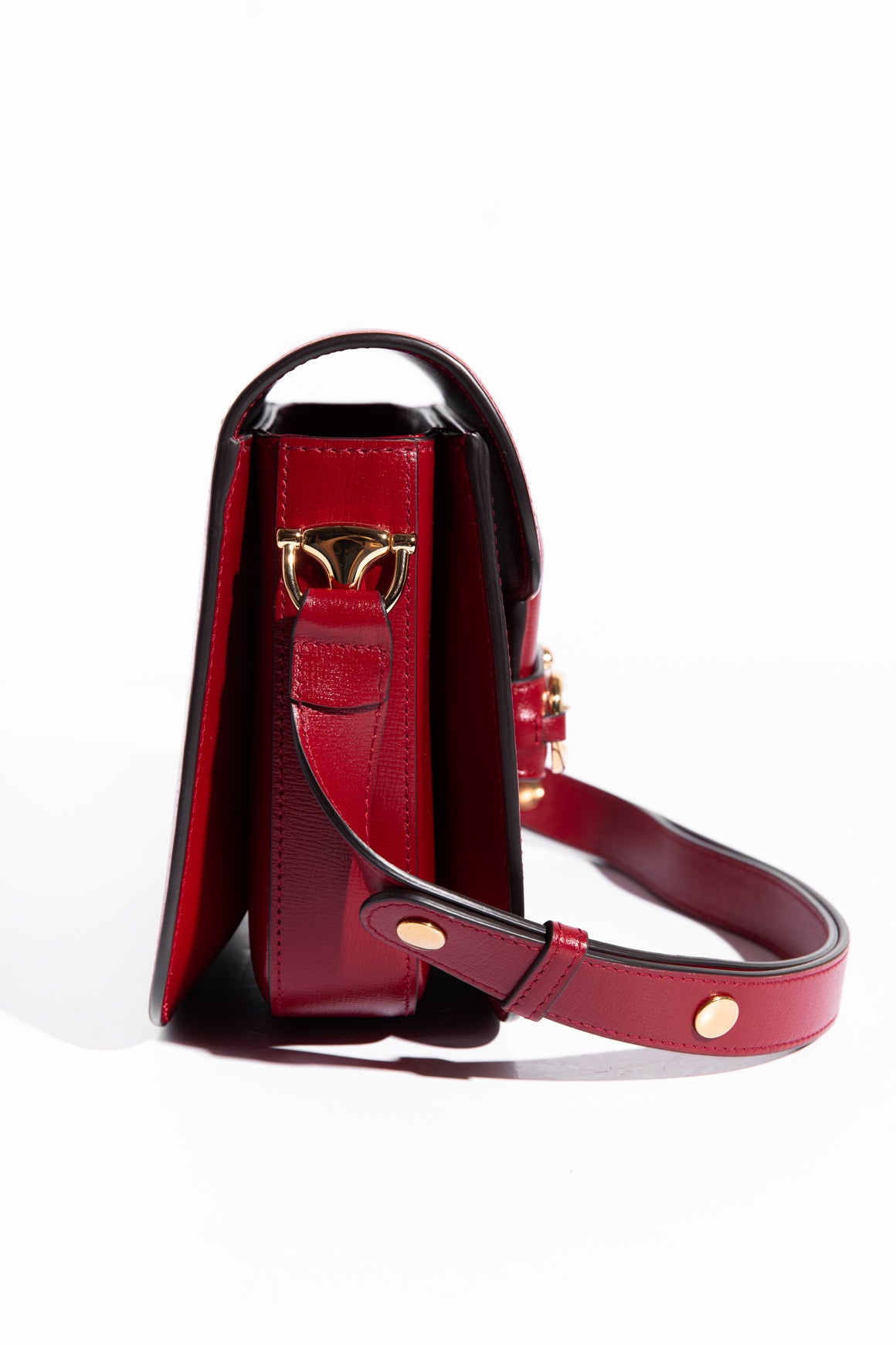 GUCCI Red Horsebit 1955 Small Shoulder Bag