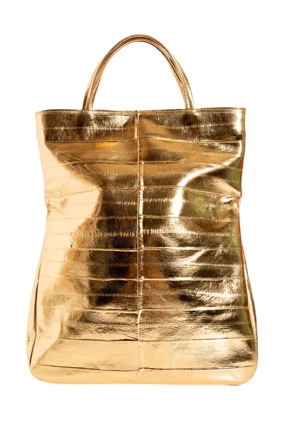 THE ROW Gold Metallic Eel Everett Foldover Tote