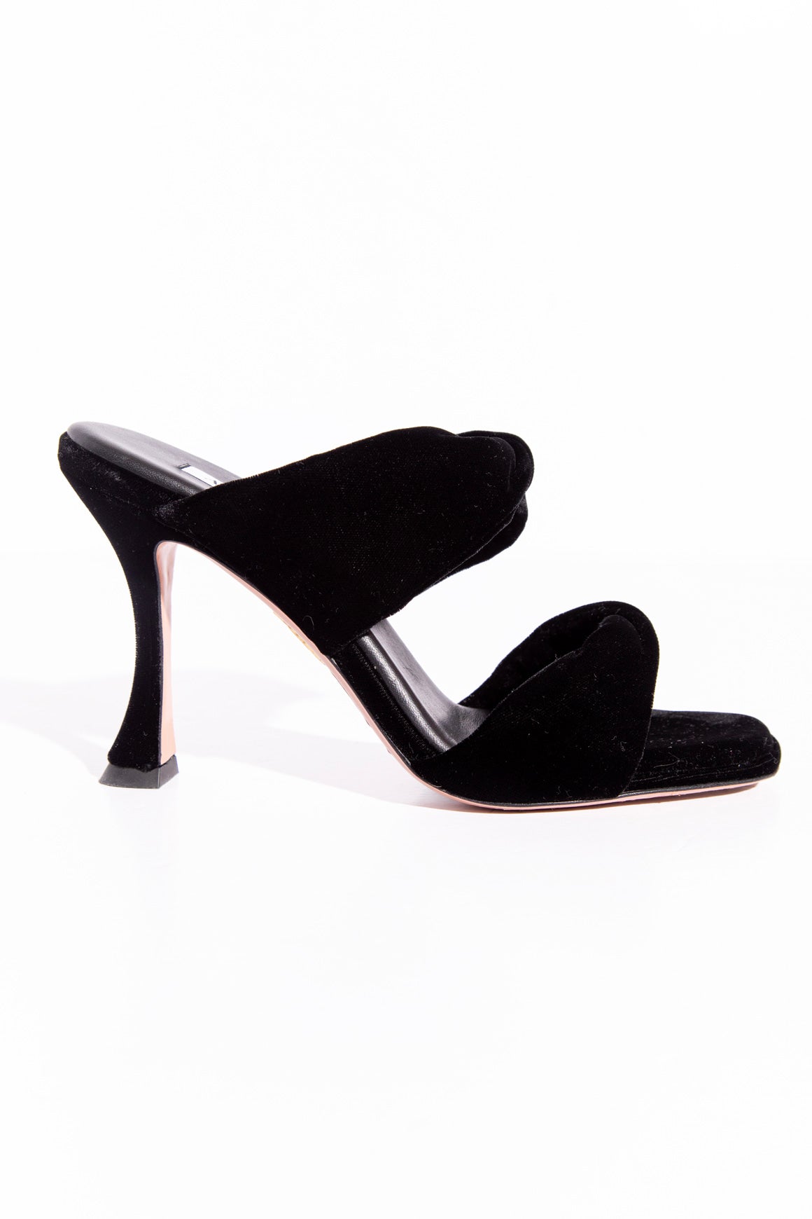 AQUAZZURA Black Velvet Double Twist Strap Slip-On (Sz. 37)