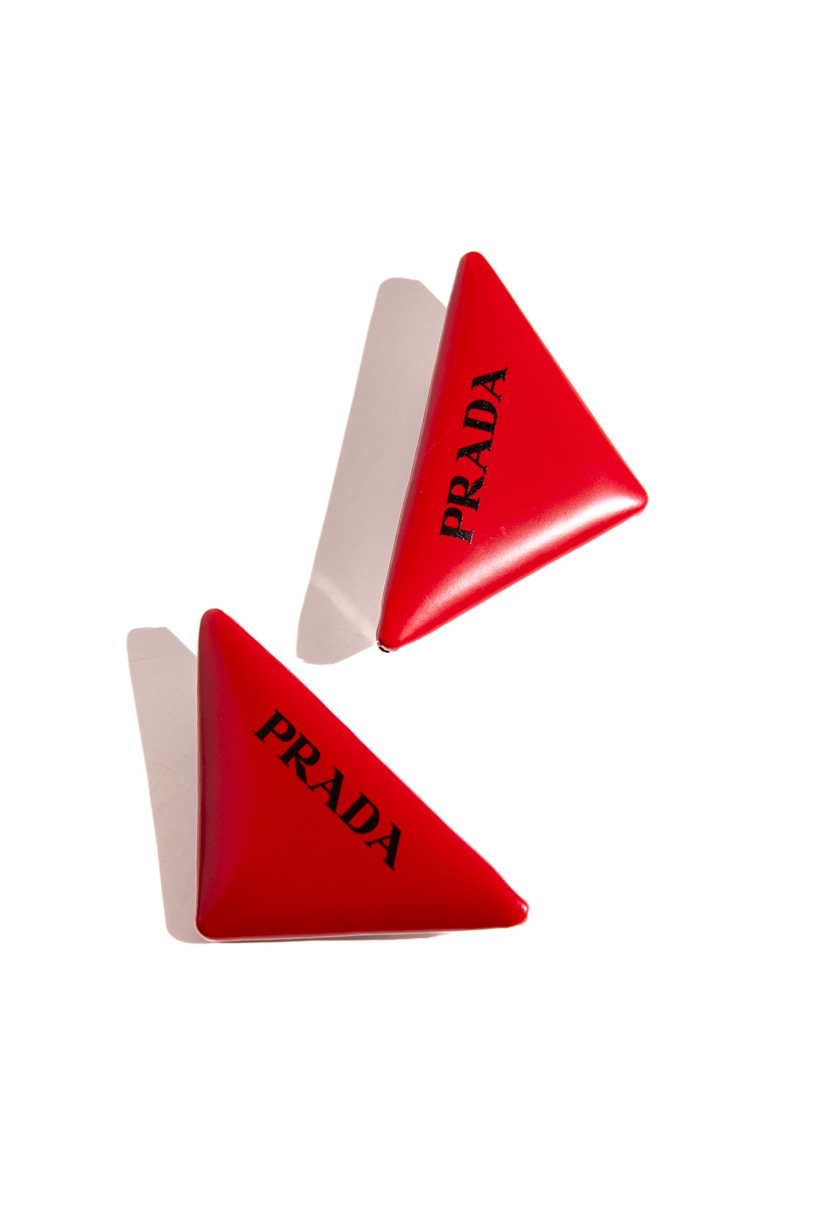 PRADA Red Tringle Logo Brooch