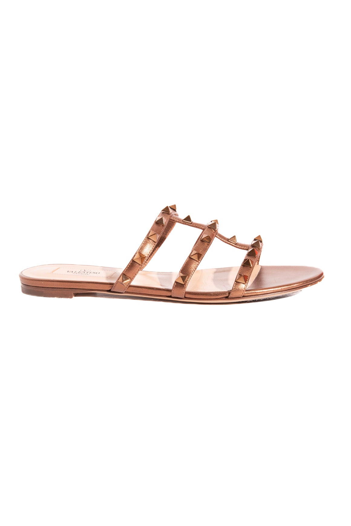 VALENTINO Brown Rockstud Cages Slide Sandals (Sz. 38)