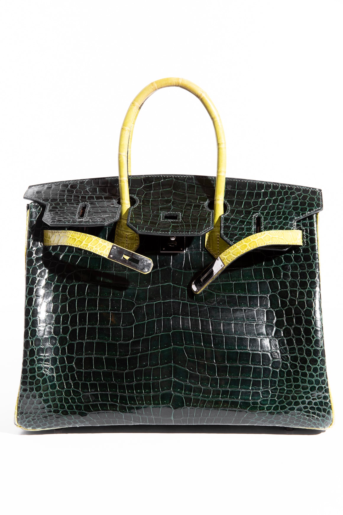 HERMES Birkin 35 In Shiny Porosus Crocodile