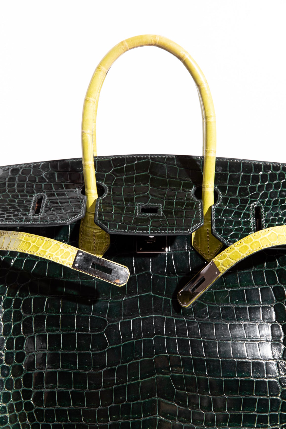 HERMES Birkin 35 In Shiny Porosus Crocodile