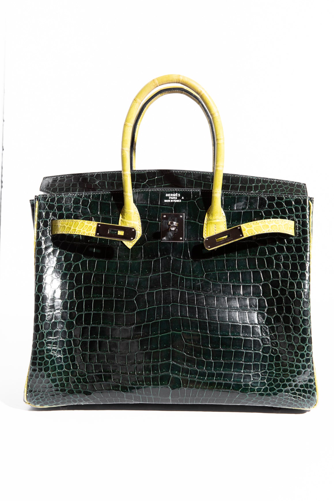 HERMES Birkin 35 In Shiny Porosus Crocodile