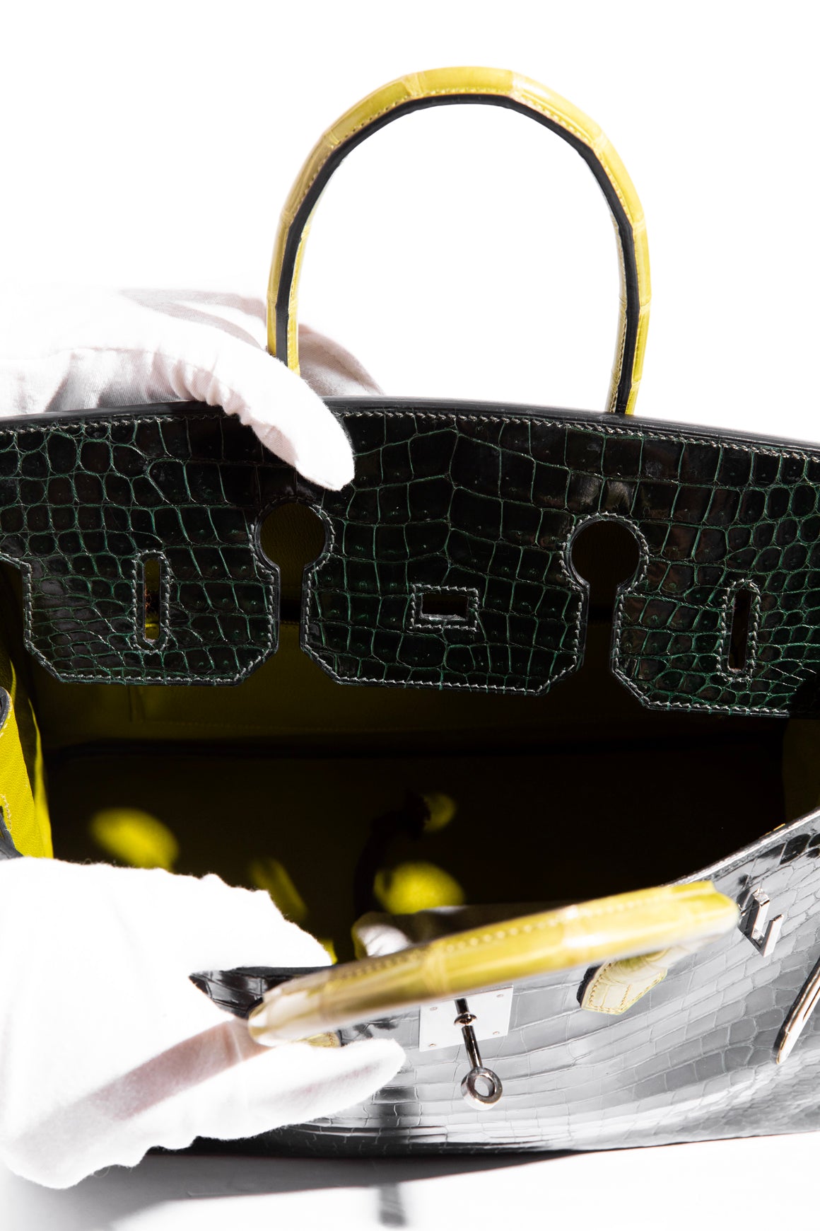 HERMES Birkin 35 In Shiny Porosus Crocodile