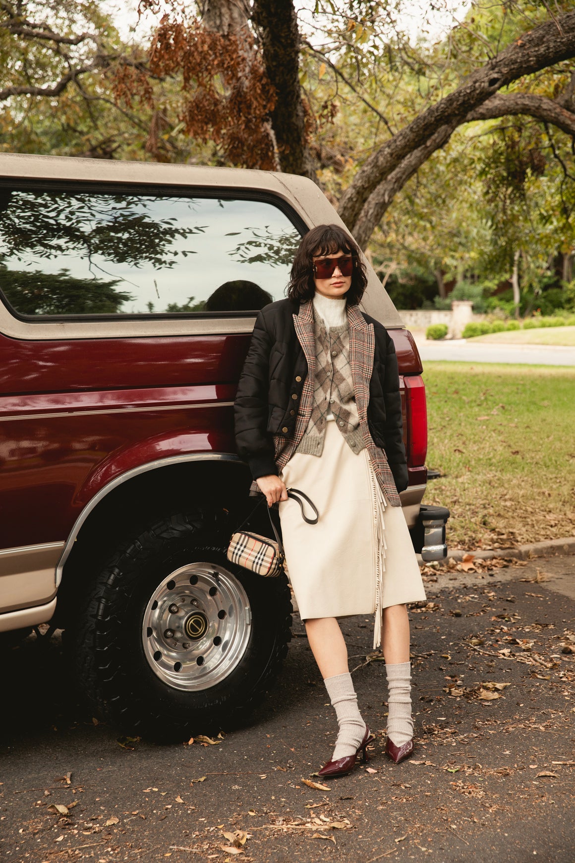 STELLA MCCARTNEY Fringe Faux Leather Wrap Midi Skirt (Sz.40/8)