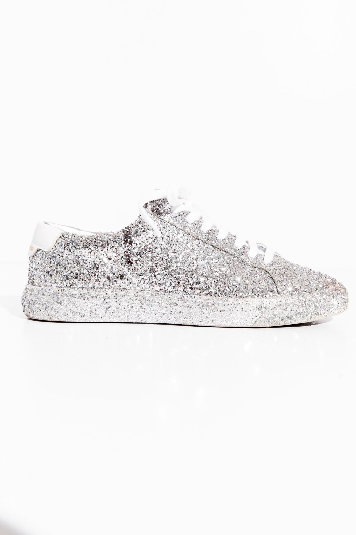 SAINT LAURENT Silver Full Glitter Low Top Sneakers (Sz.36)