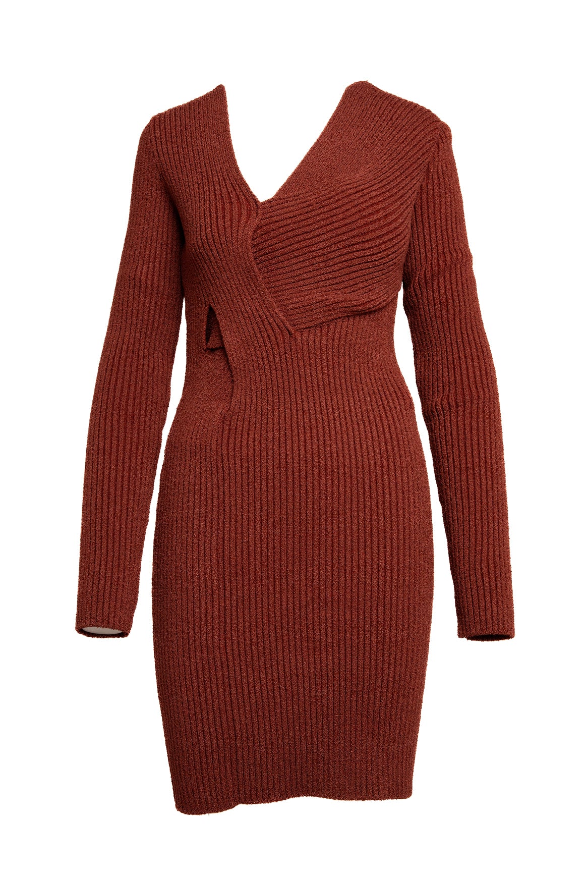 BOTTEGA VENETA Rust Ribbed Knit Silk Dress (Sz. 38/2)