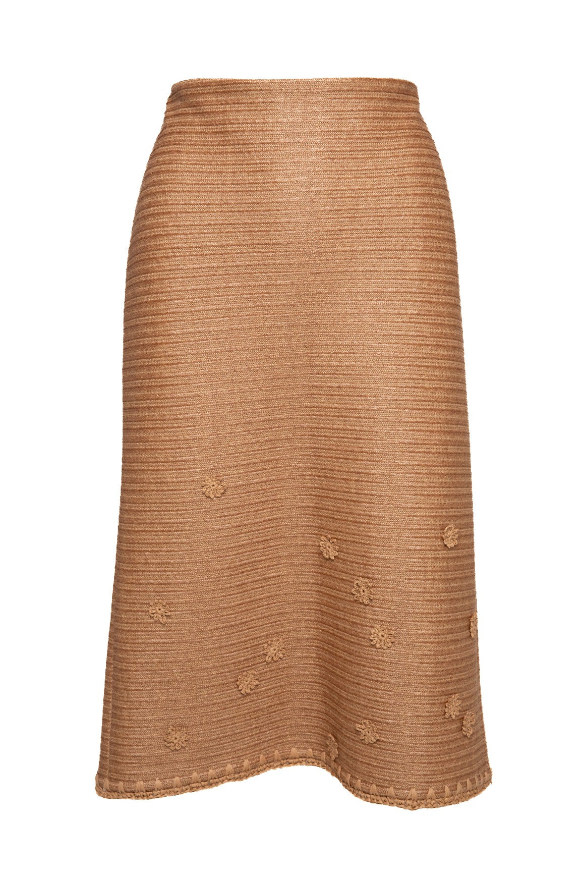 LAFAYETTE 148 Tan Raffia Floral Midi Skirt (Sz. 8)