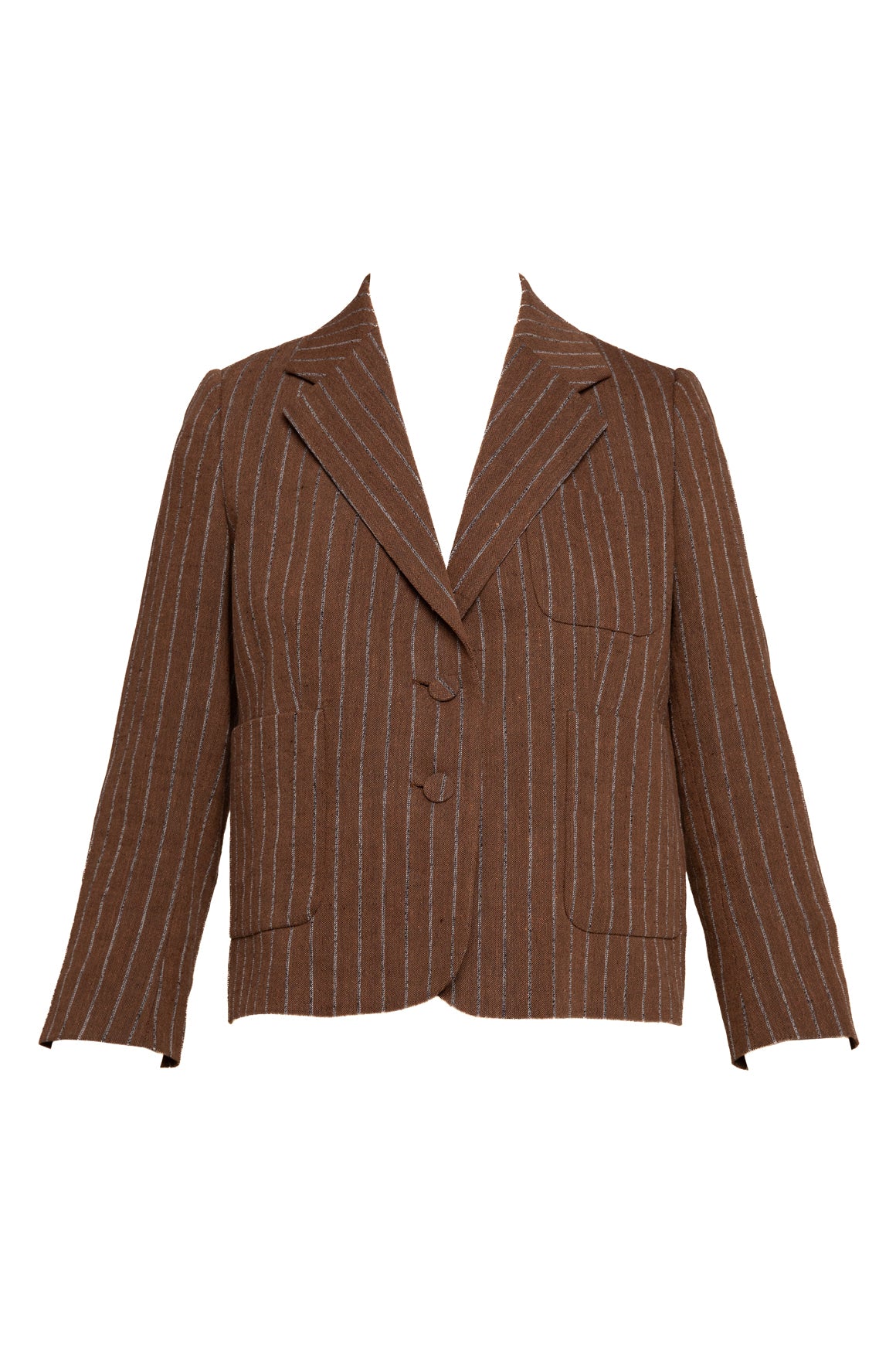 DRIES VAN NOTEN Tan Pinstripe Crop Blazer (Sz. 36/4)