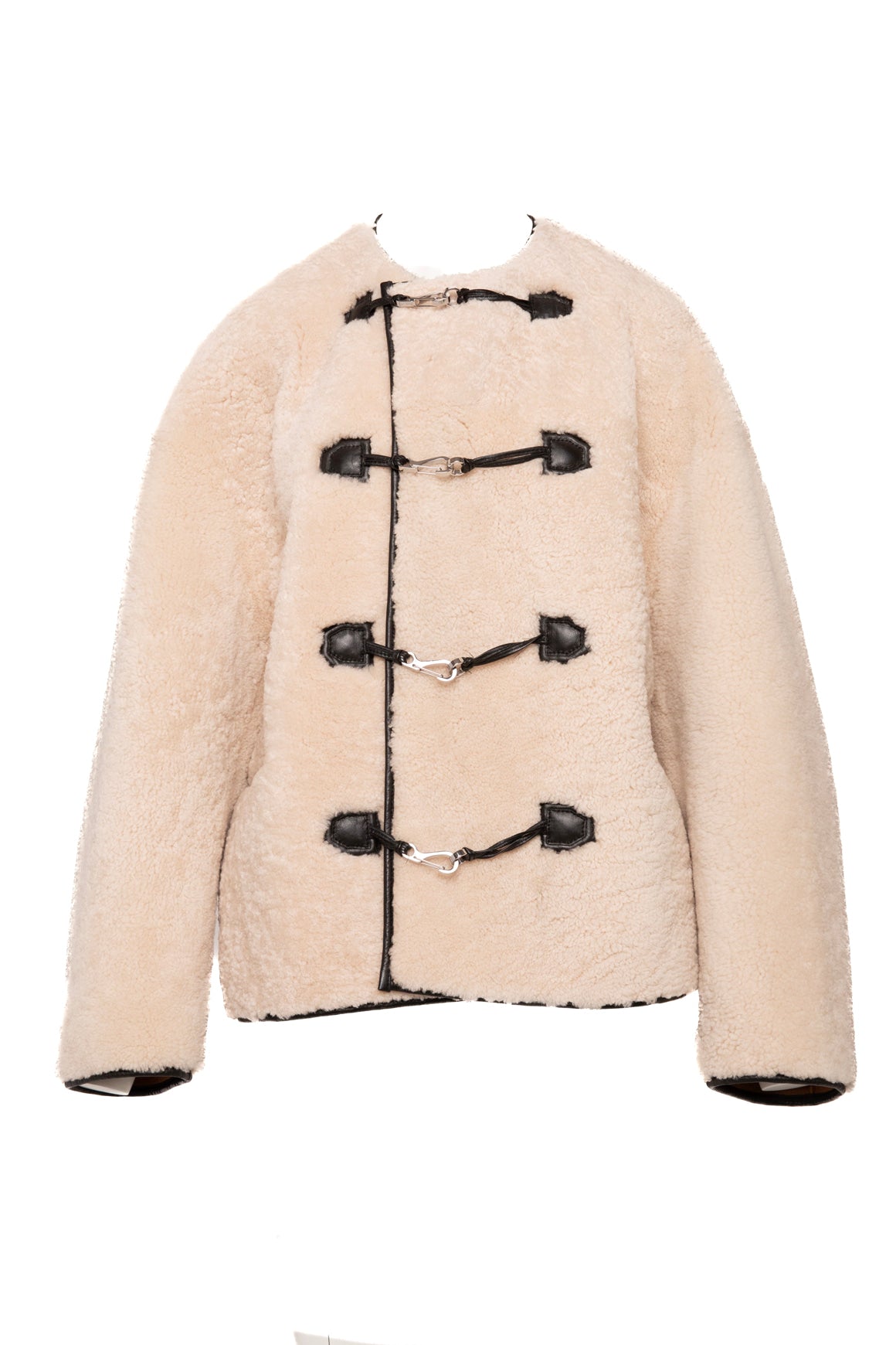 TOTEME Shearling & Leather Toggle & Hook Coat (Sz.M/L)