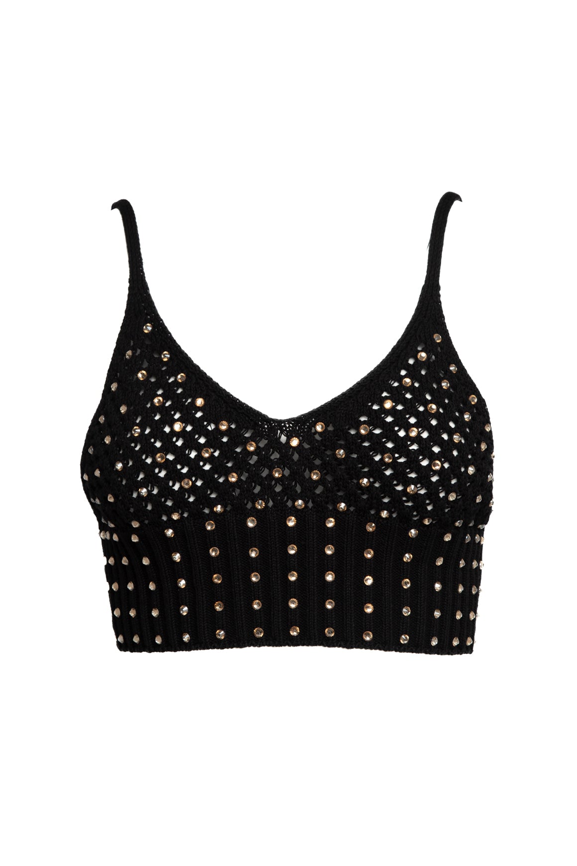 FORTE FORTE Black Crystal Embellished Knit Bralette (Sz.2/M)