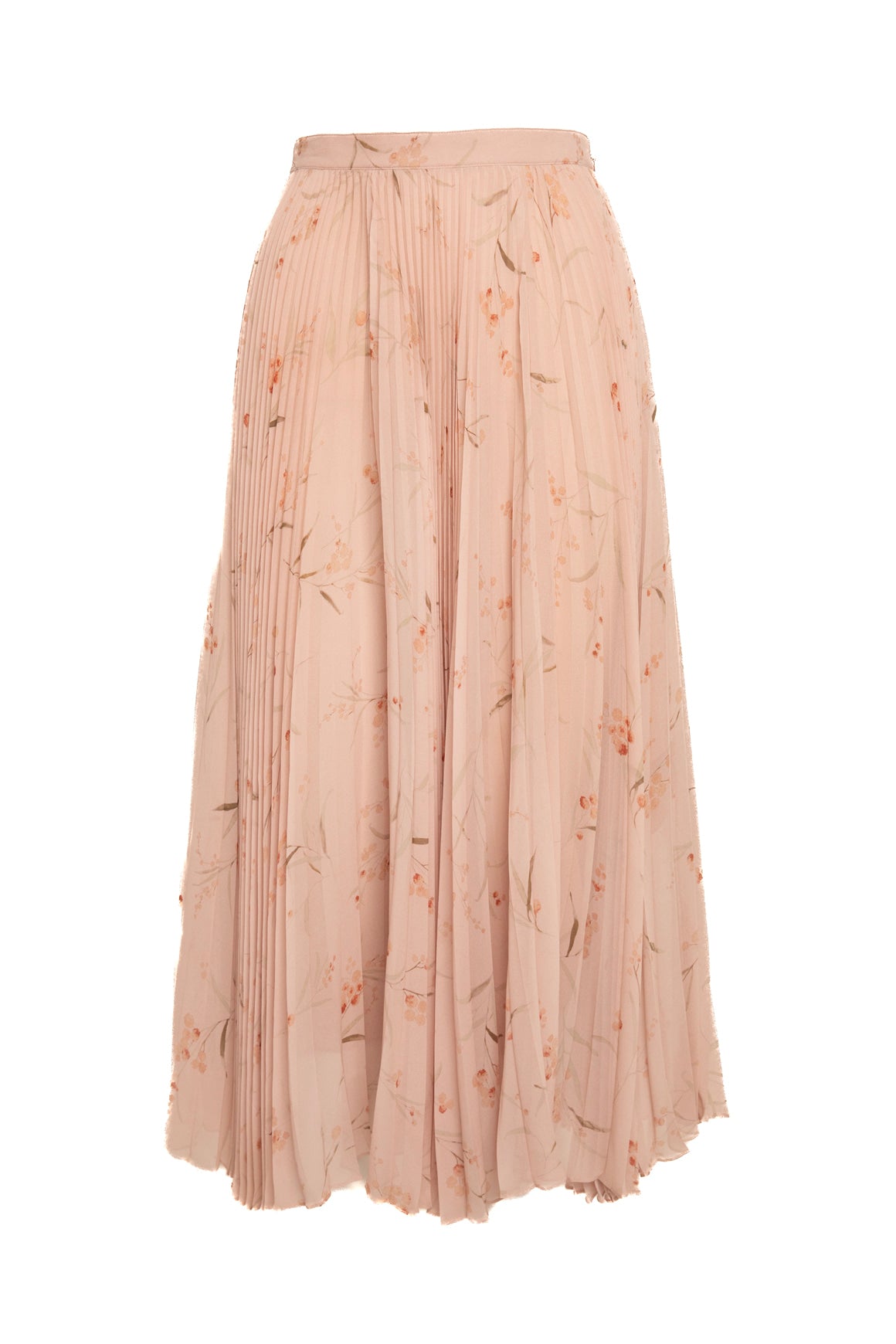 CELINE Light Pink Floral Pleated Midi Skirt (Sz.36/0)
