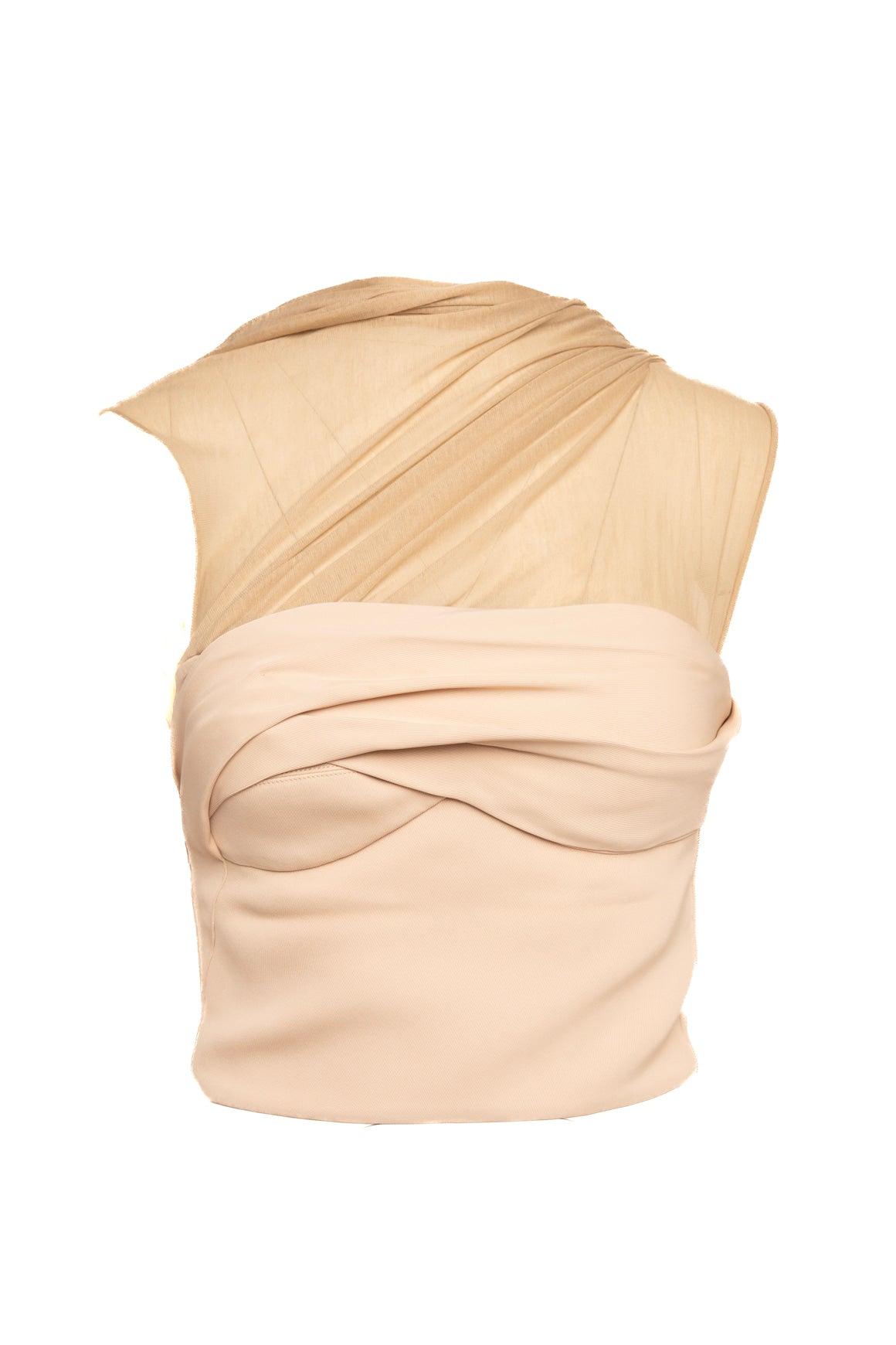 MATICEVSKI Nude Cowl Neck Bustier Crop Top (Sz.4)