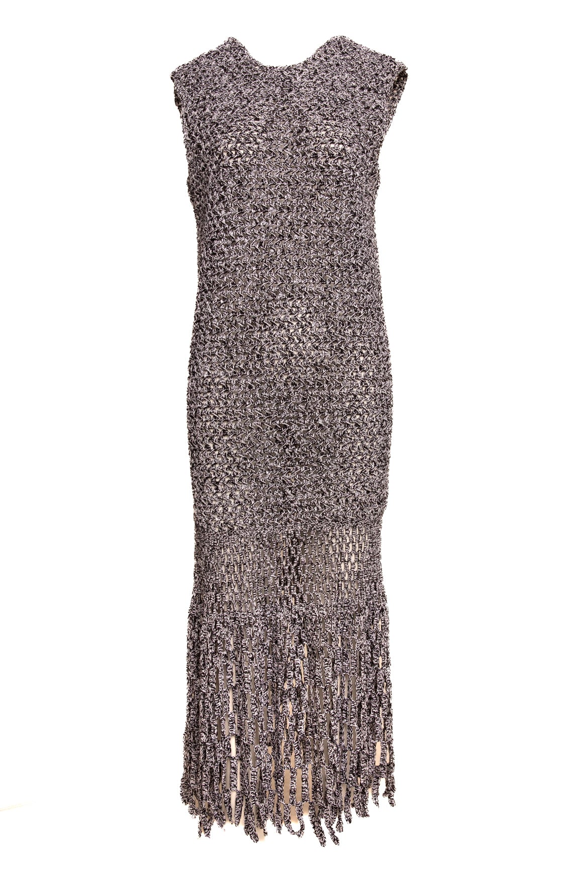 PARTOW Black & White Knit Fringe Maxi Dress (Sz. S)