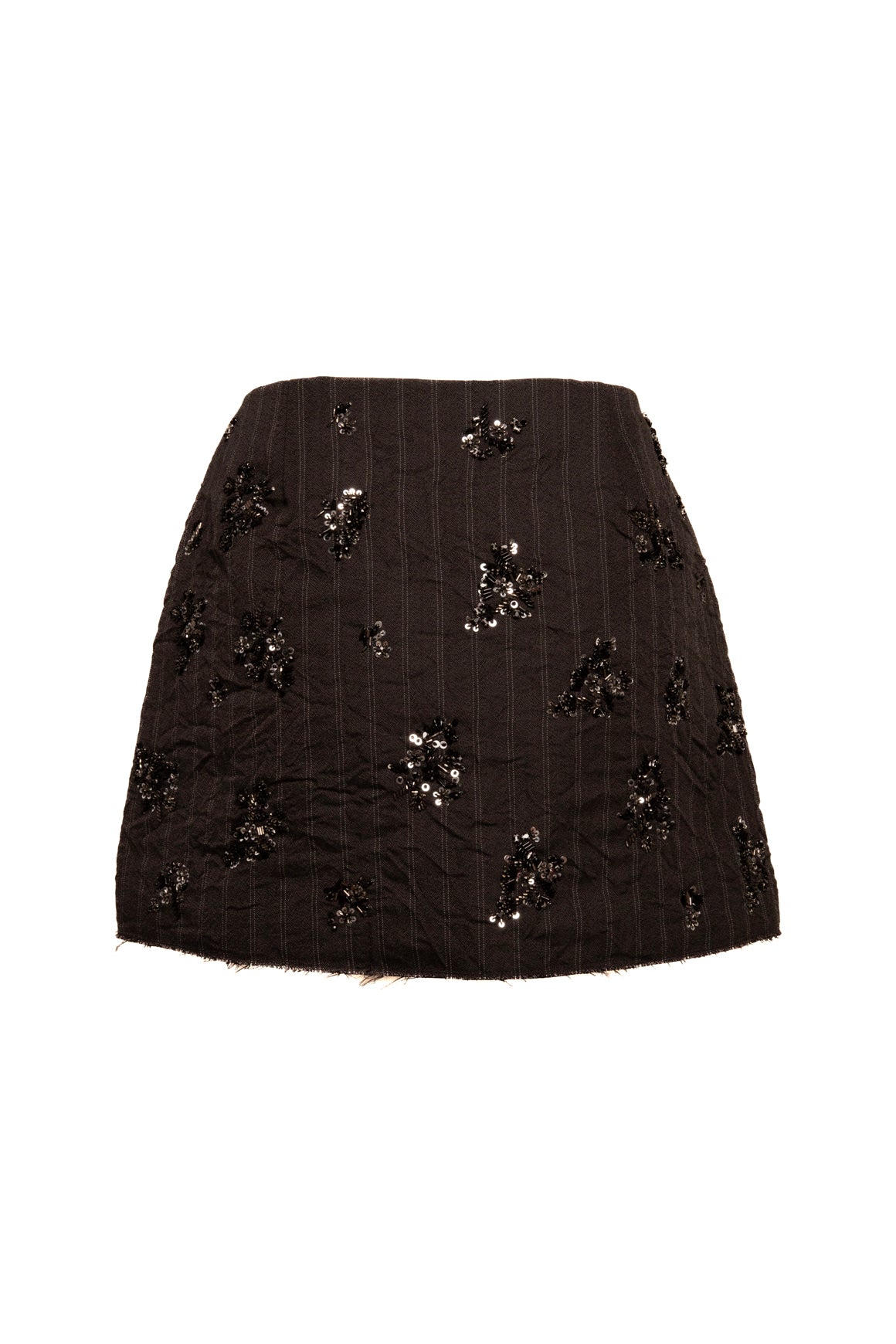 SIMKHAI Charcoal Pinstripe Embellished Mini Skirt (Sz. 6)