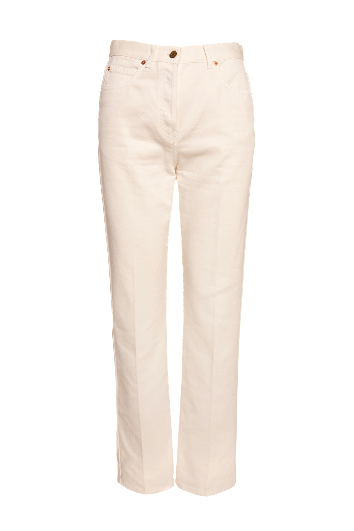 GUCCI Cream High Rise Horsebit Back Pocket Jeans (Sz. 27)