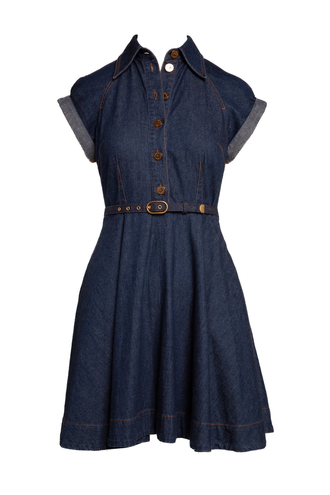 ZIMMERMANN Indigo Denim S/S Belted Mini Dress (Sz. 0)