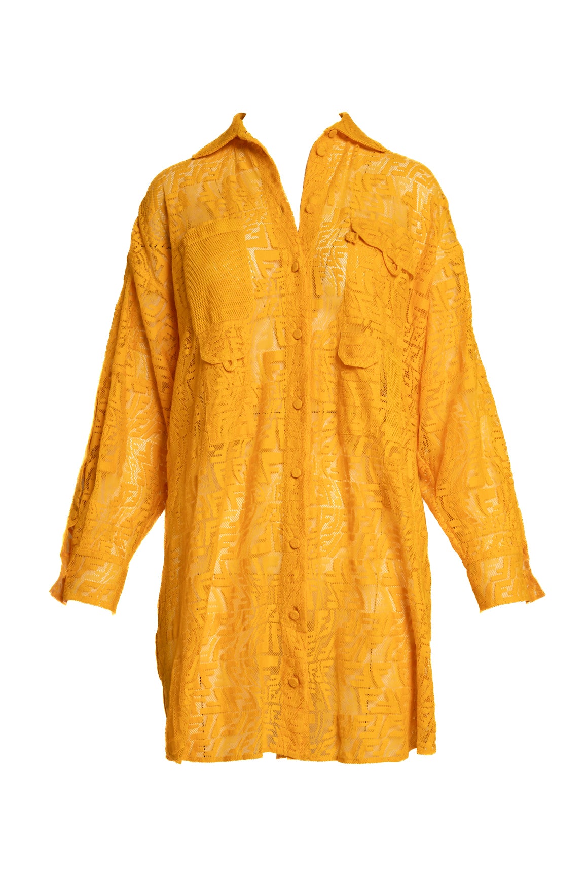 FENDI Yellow Zucca Mesh Fisherman Blouse (Sz. 38/2)