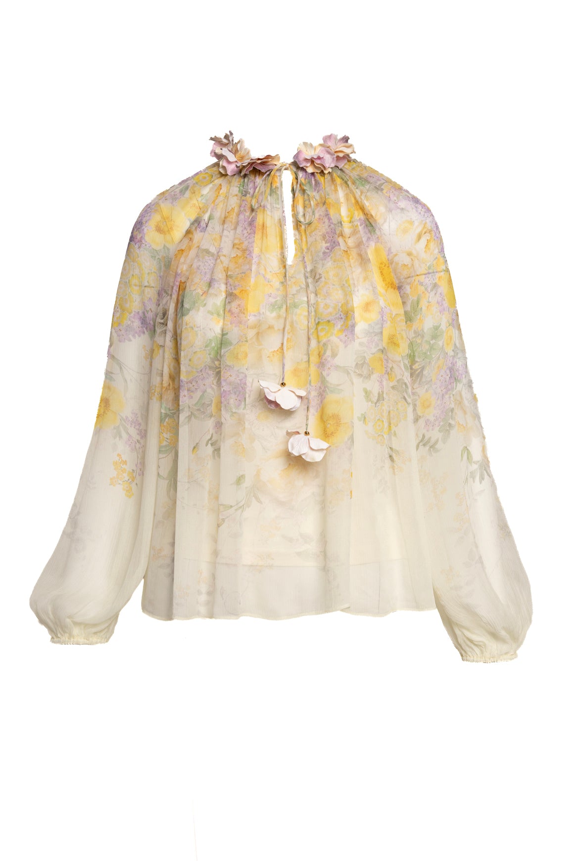 ZIMMERMANN Floral Print Appliqué Detail Top (Sz. 0)