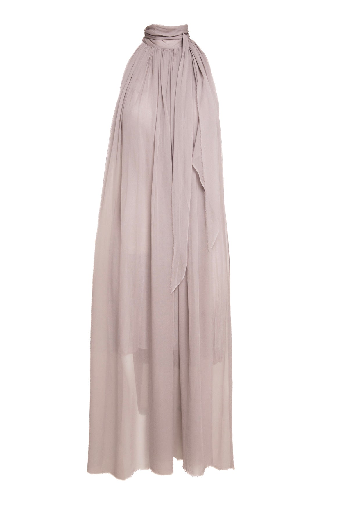 LOUIZA BABOURYAN Grey Silk Pleated Maxi Dress (Sz. S)