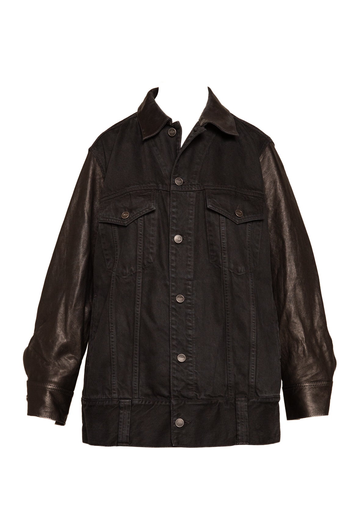 KHAITE Black Leather & Denim Jacket (Sz. S)